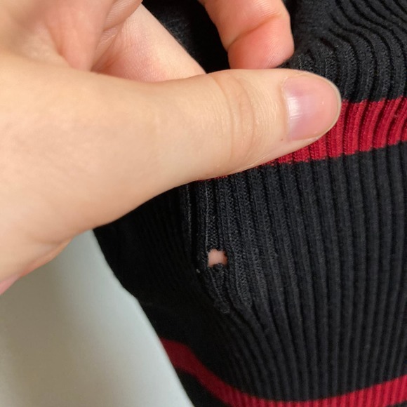 M Windsor Stripe Black Red Sweater bodycon midi fitted pencil dress Sleeveless - Picture 4 of 9